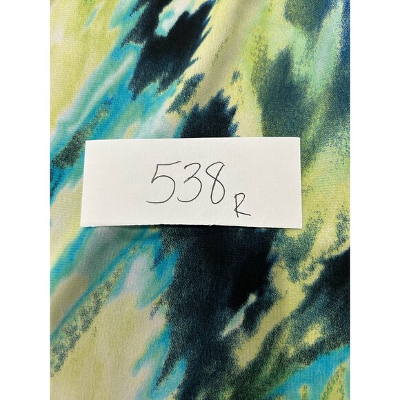 Ronni Nicole Green and Blue Abstract Print Cap Sleeve Twist Front Dress SZ 6 - Picture 9 of 9